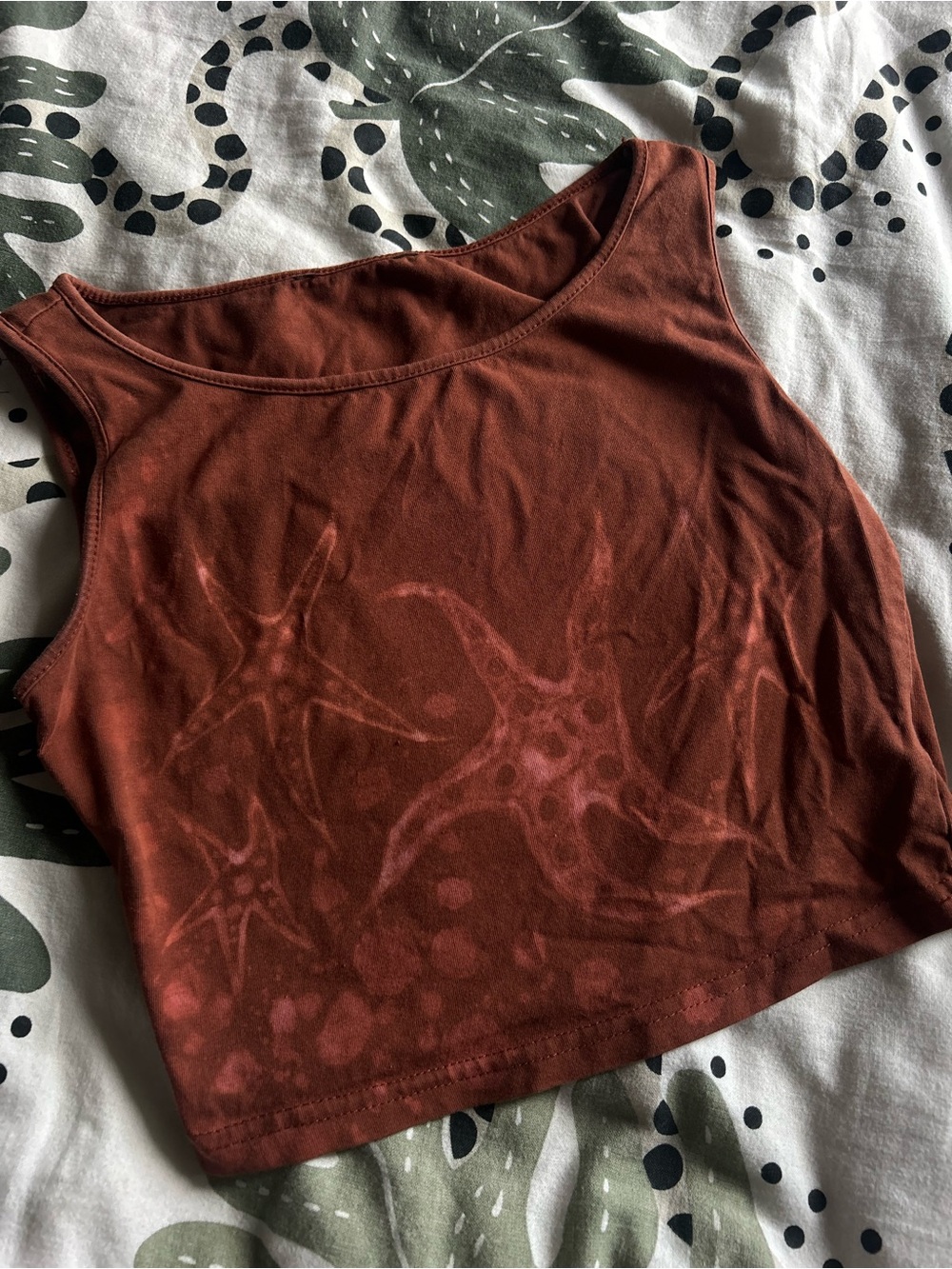 Artist Made Design - Hand Bleached Brown Cropped Tank
